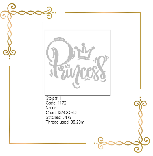 Princess a beautiful inscription with a crown machine embroidery design to the direct download