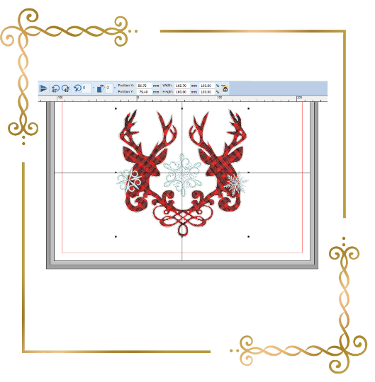 Christmas  Reindeer and snowflakes digital embroidery design