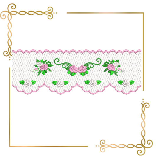 Smocking plate, Flowers,  Roses, Design Plate,  machine embroidery design  to the direct download.