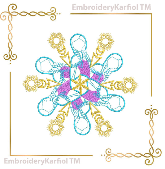 Christmas Anna Snowflake Embroidery Design, Winter Princess, Frozen Inspired Pattern