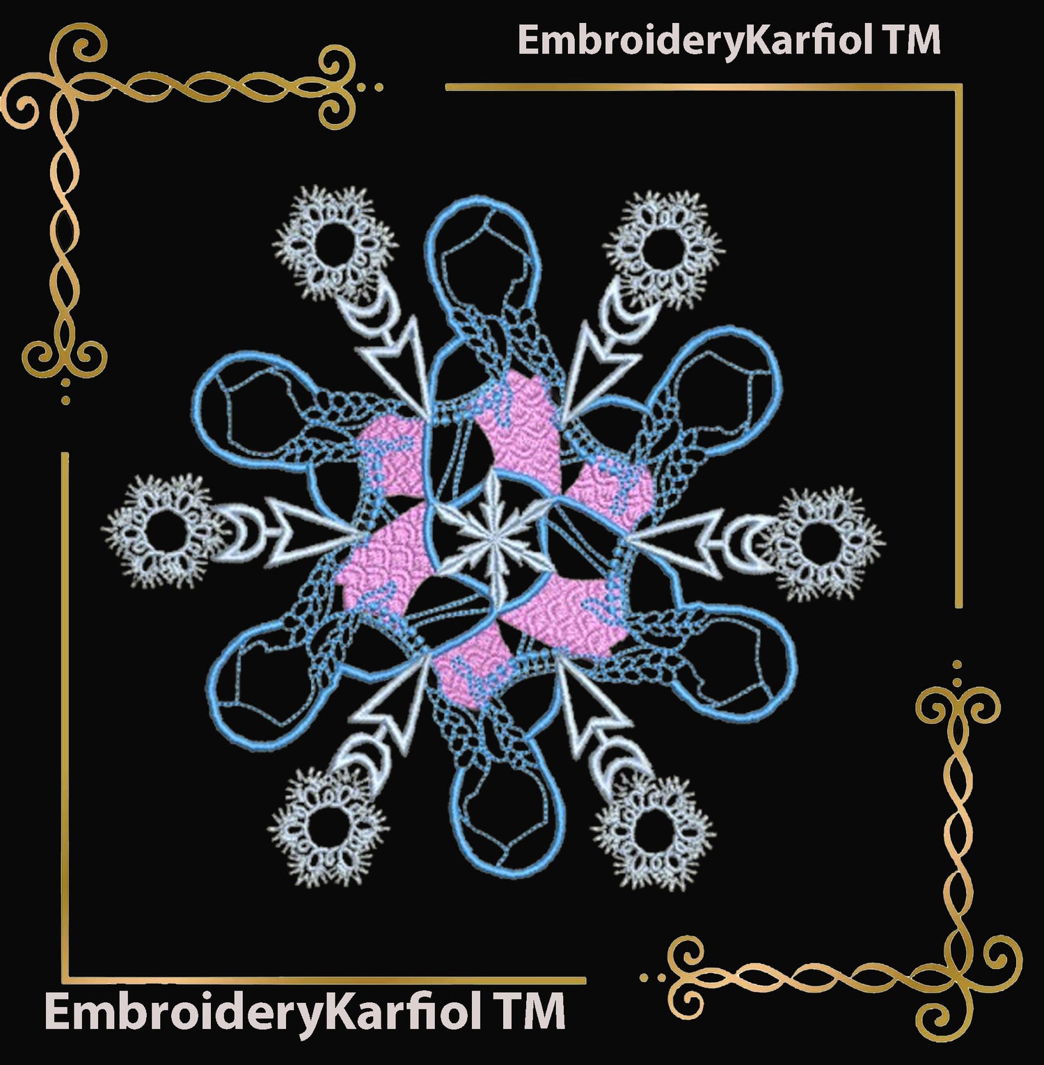 Frozen Princess Snowflake Set – 3 Embroidery Designs (Elsa, Anna, Olaf)