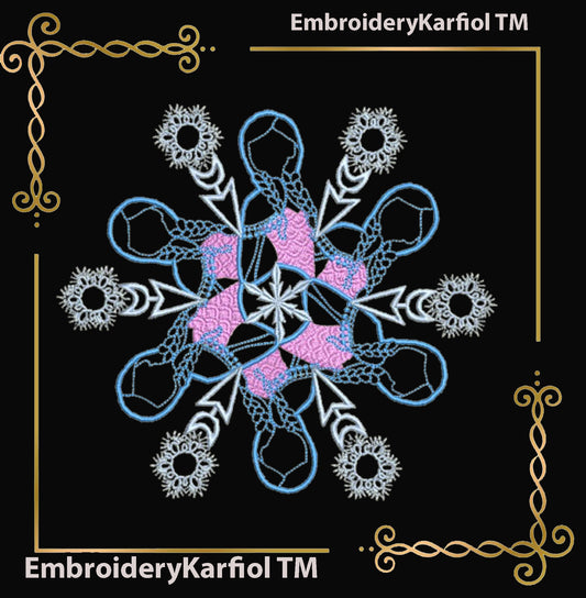 Frozen Princess Snowflake Set – 3 Embroidery Designs (Elsa, Anna, Olaf)