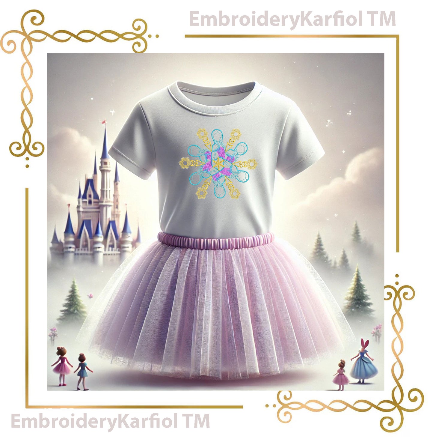 Christmas Frozen Princess Snowflake Set – 3 Embroidery Designs (Elsa, Anna, Olaf)