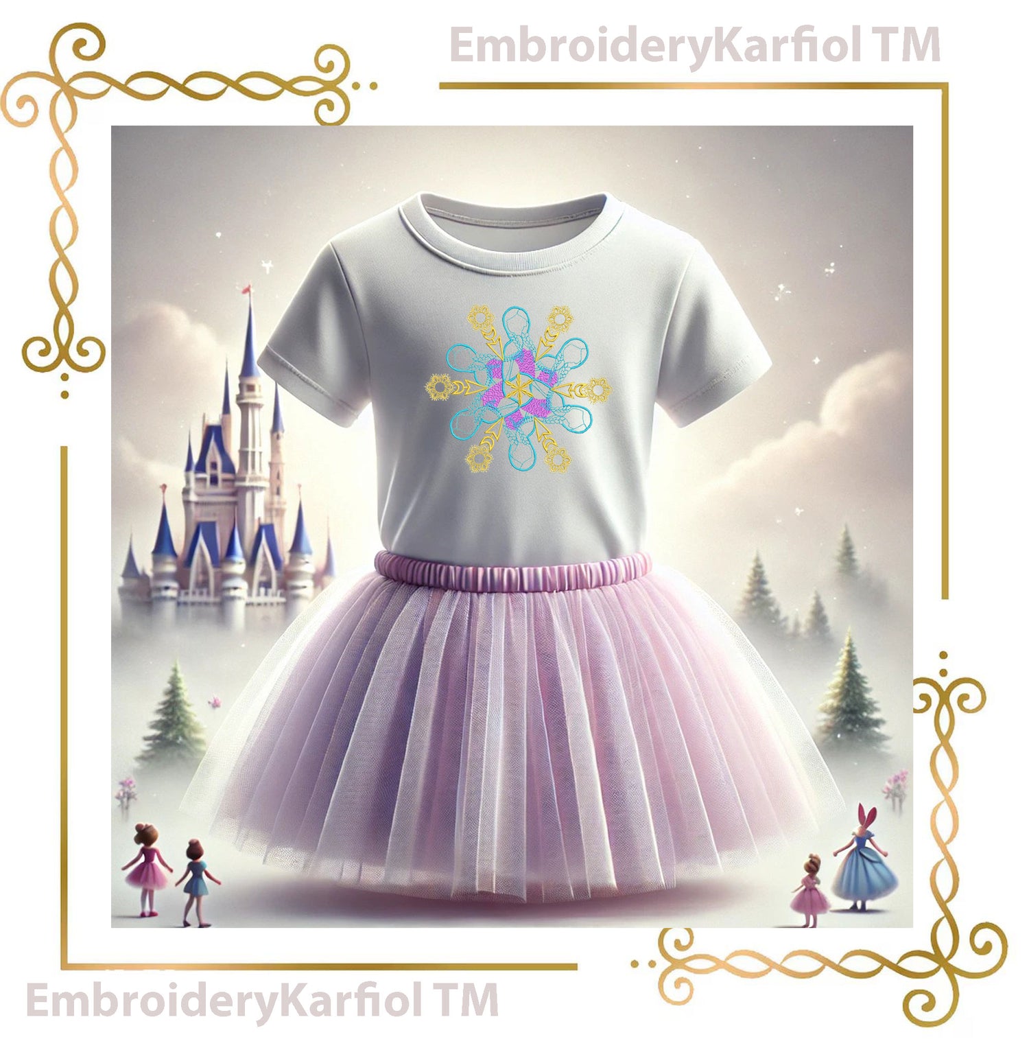 Christmas Anna Snowflake Embroidery Design, Winter Princess, Frozen Inspired Pattern