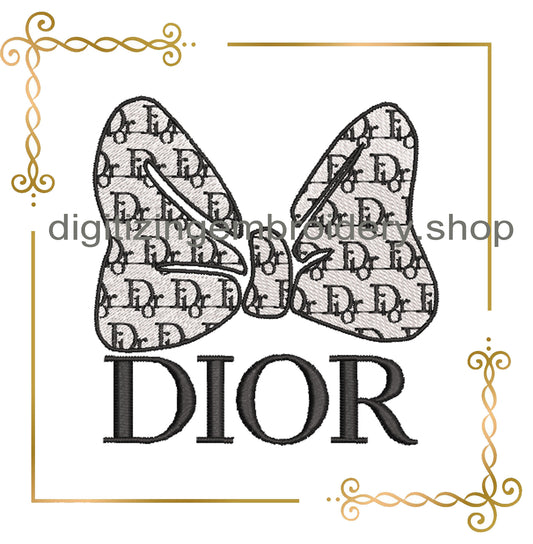 Minnie Mouse bow fashion Dior embroidery design digital