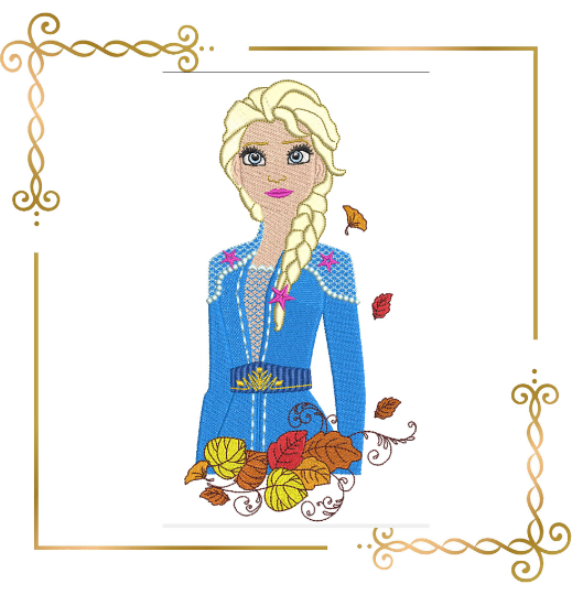 Princesses Anna and Elsa Frozen, Disney autumn, leaves, machine embroidery design to the direct download Digital embroidery design