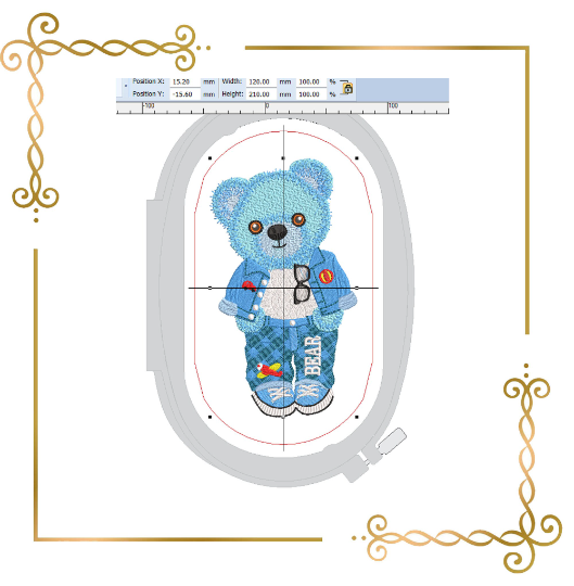 Teddy Bear blue boy Super Fashion Gucci sweater sneakers cartoon character digital embroidery design