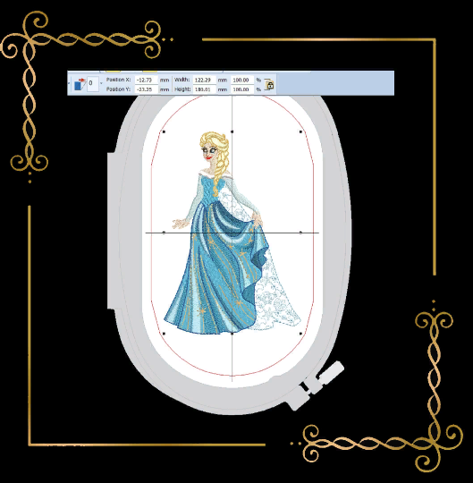 Princess Elsa, Winter, Frozen, Disney, snowflakes, magic, fairy tale, Embroidery machine design to the direct download