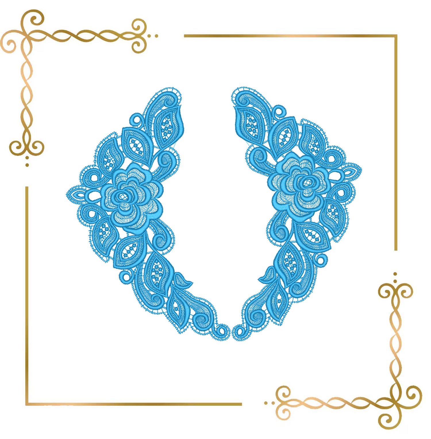 Lace and decorations Embroidery Design Belgium Lace Collar – Digital Machine Embroidery File – Floral Pattern for Instant Download