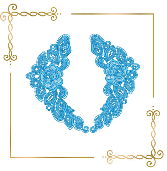 Lace and decorations Embroidery Design Belgium Lace Collar – Digital Machine Embroidery File – Floral Pattern for Instant Download