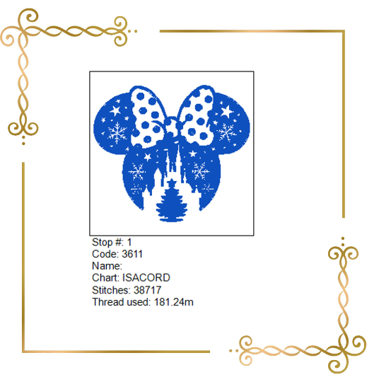 Christmas Minnie Mouse ,  head,  starry sky, Christmas Tree and Castle Christmas 2 Sizes embroidery design to the direct download