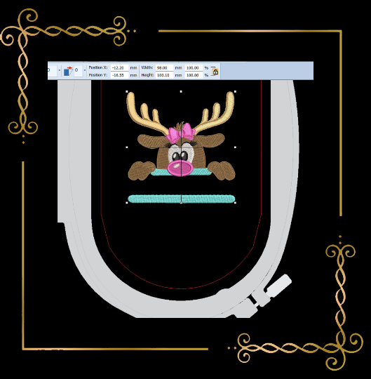 Christmas little girl reindeer with a bow Deer digital machine embroidery design