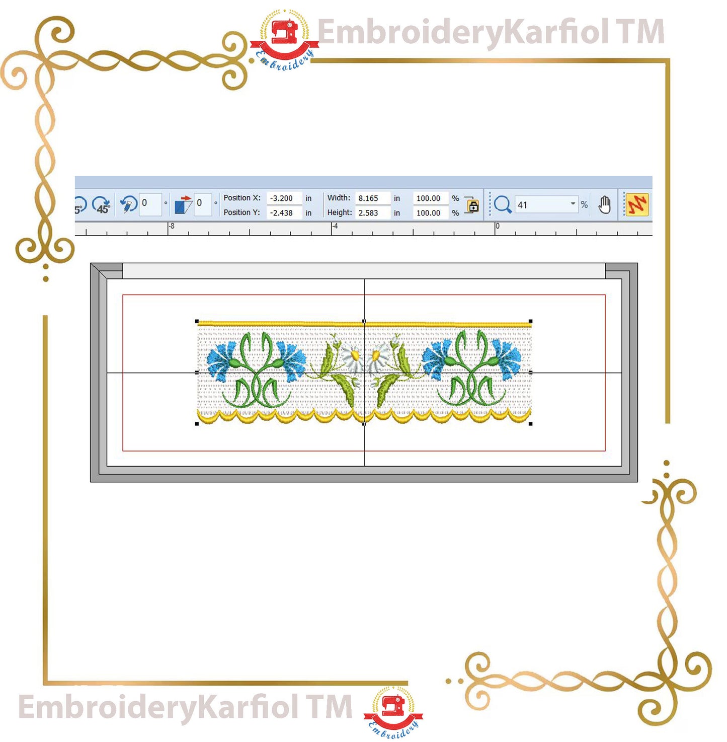 Smocking plate Embroidery Design Smocking Plate , Cornflower Daisy Border, Baby Girl Dress, Machine Embroidery Instant Download