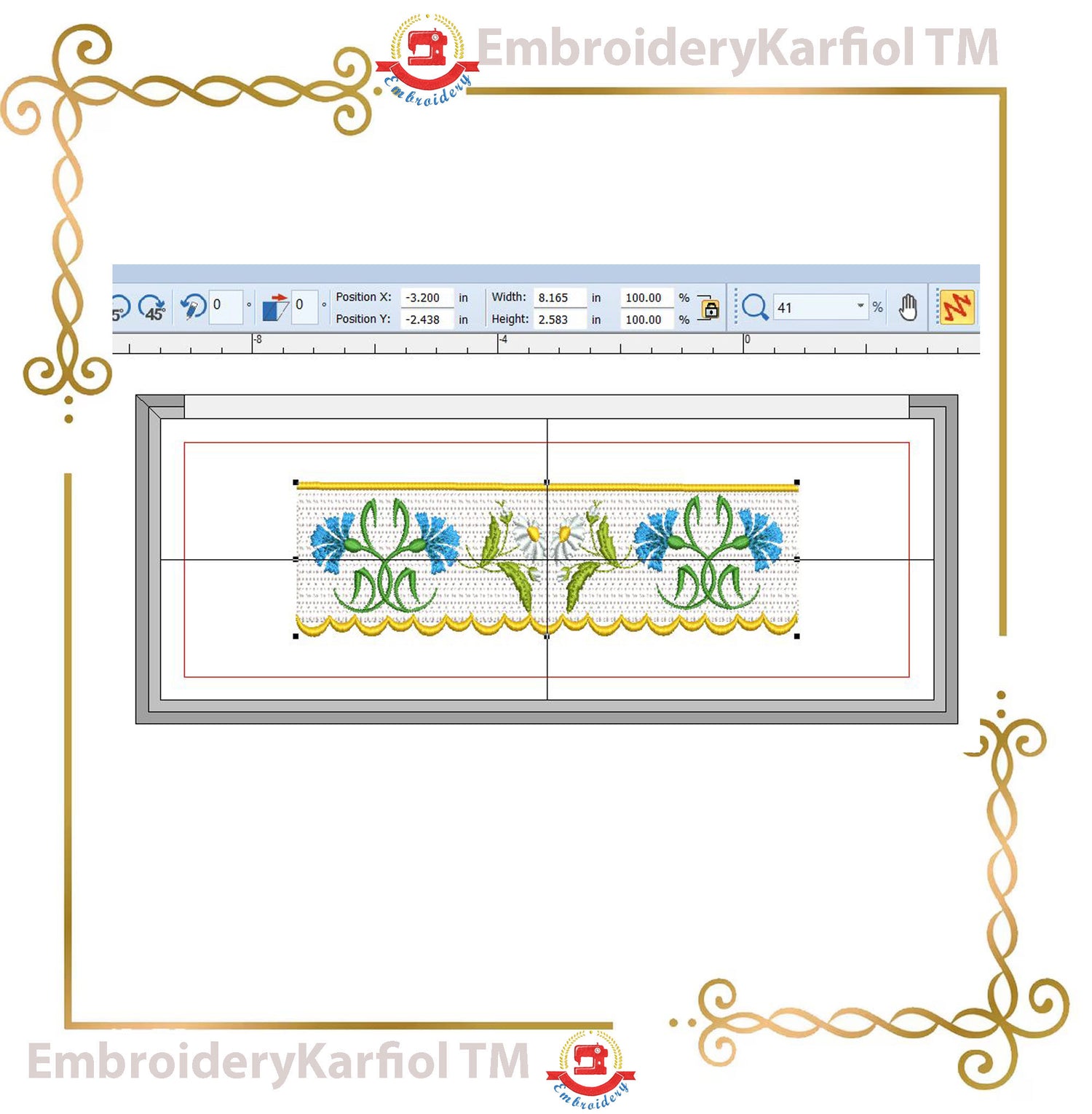 Smocking plate Embroidery Design Smocking Plate , Cornflower Daisy Border, Baby Girl Dress, Machine Embroidery Instant Download