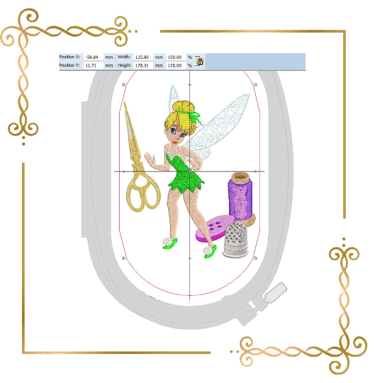 Princess-Tinkerbell-Disney-Fabulous-Fairy-seamstress-needlework-thread-scissors-button-digital-machine-embroidery-design 