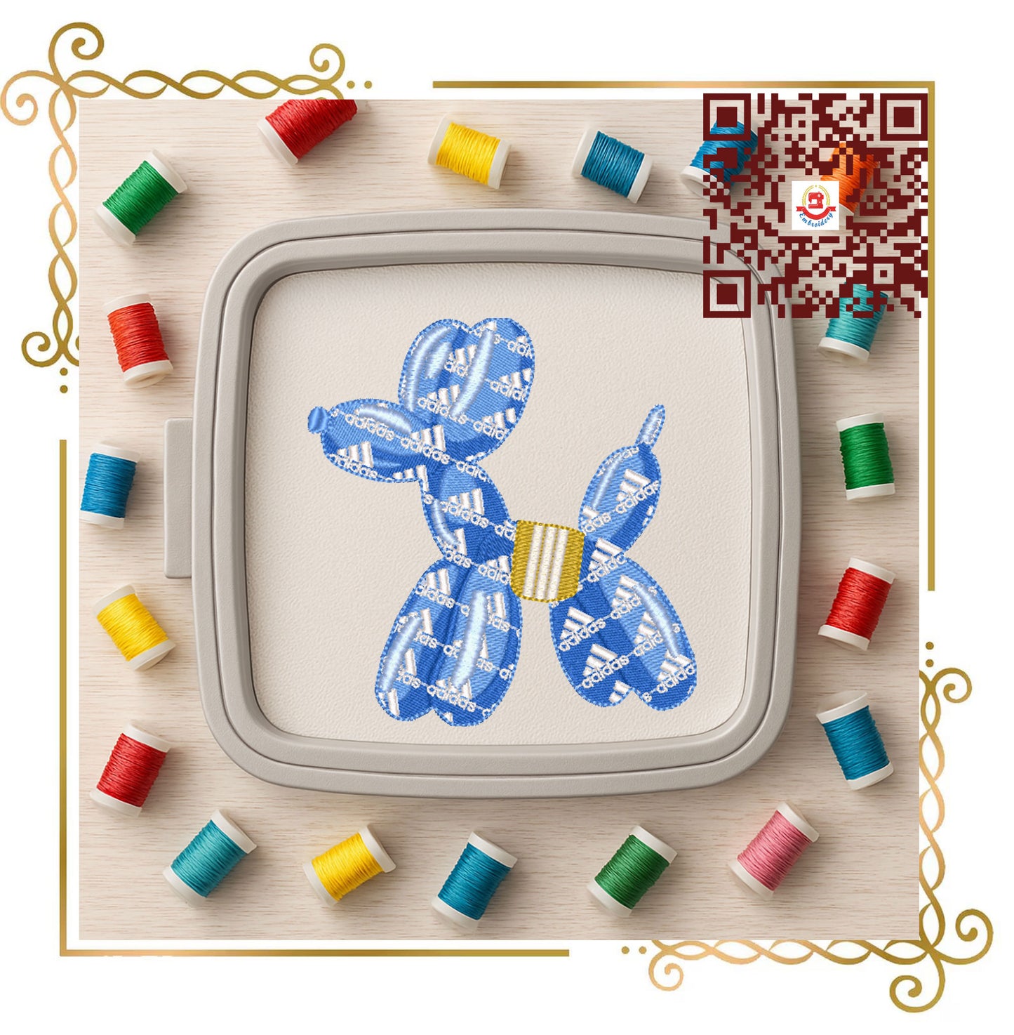 Balloon Dog  Pattern (adidas) and  Bow Machine Embroidery Design