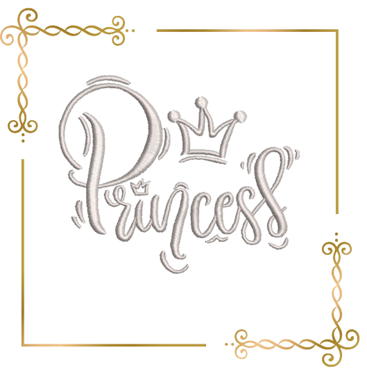 Princess a beautiful inscription with a crown machine embroidery design to the direct download