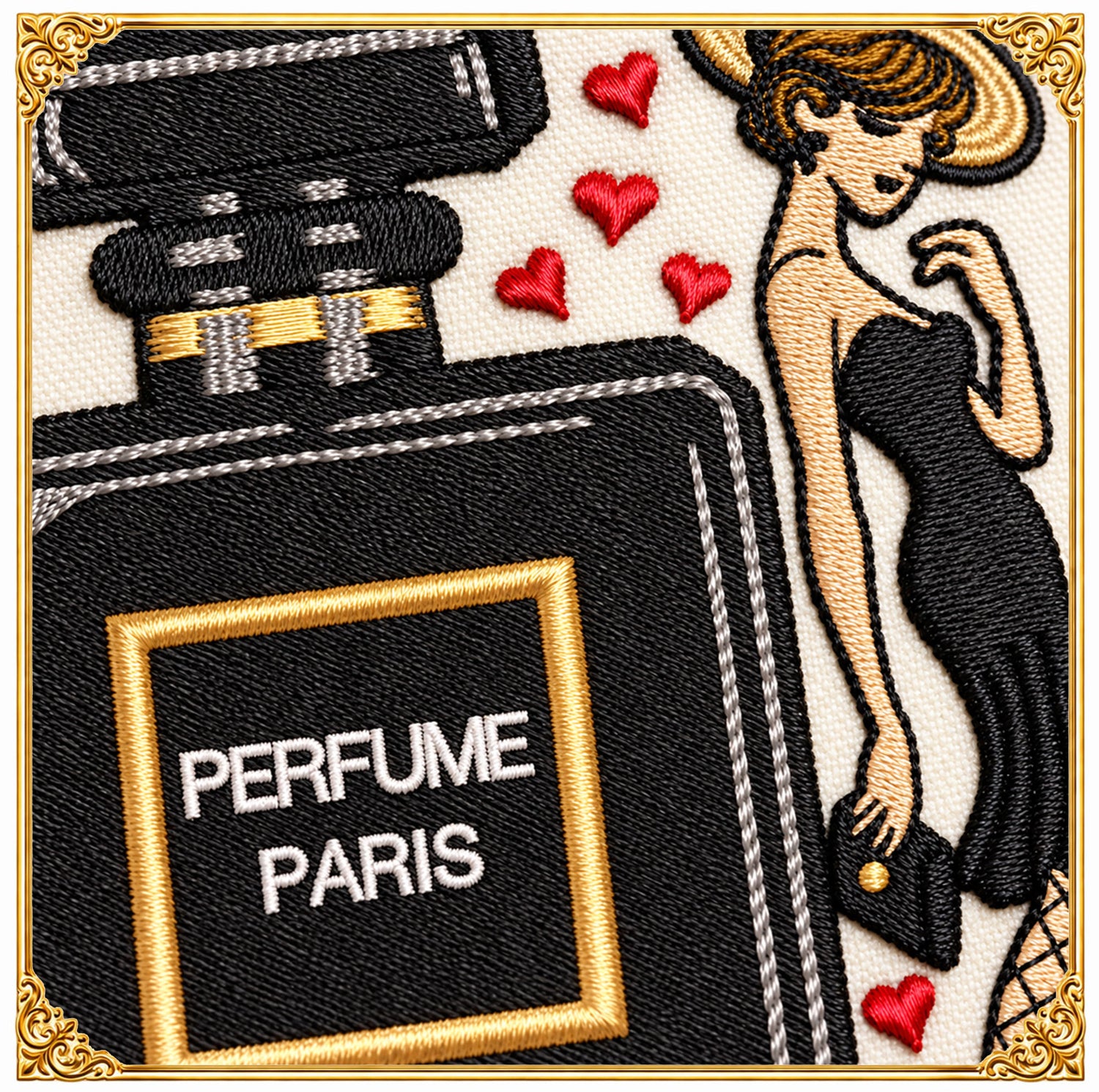 Parisian Perfume Bottle Chic Lady Embroidery Design, Fashion Silhouette (Instant Download)
Parisian perfume bottle with an elegant chic lady silhouette, a detailed fashion themed machine embroidery design with fine shading and refined line work for a modern glamour look.
