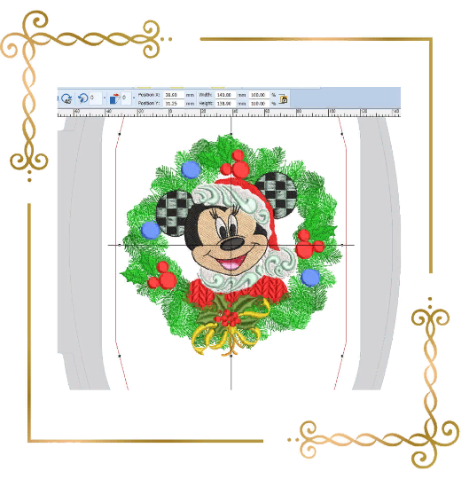 Minnie Mouse Christmas Wreath mistletoe embroidery design embroidery design