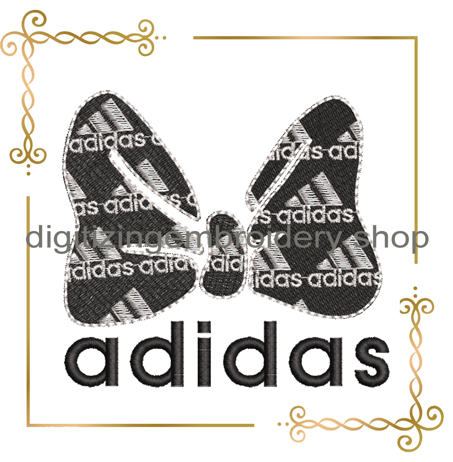 Minnie Mouse bow fashion Adidas embroidery design digital