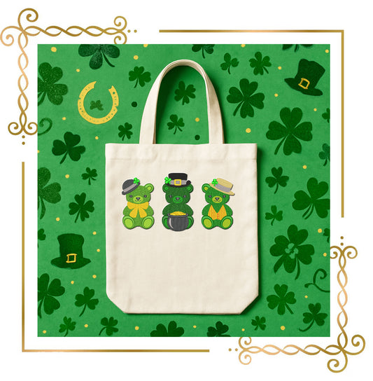 St Patrick Teddy Bear Embroidery Design Shamrock Bears Instant Download