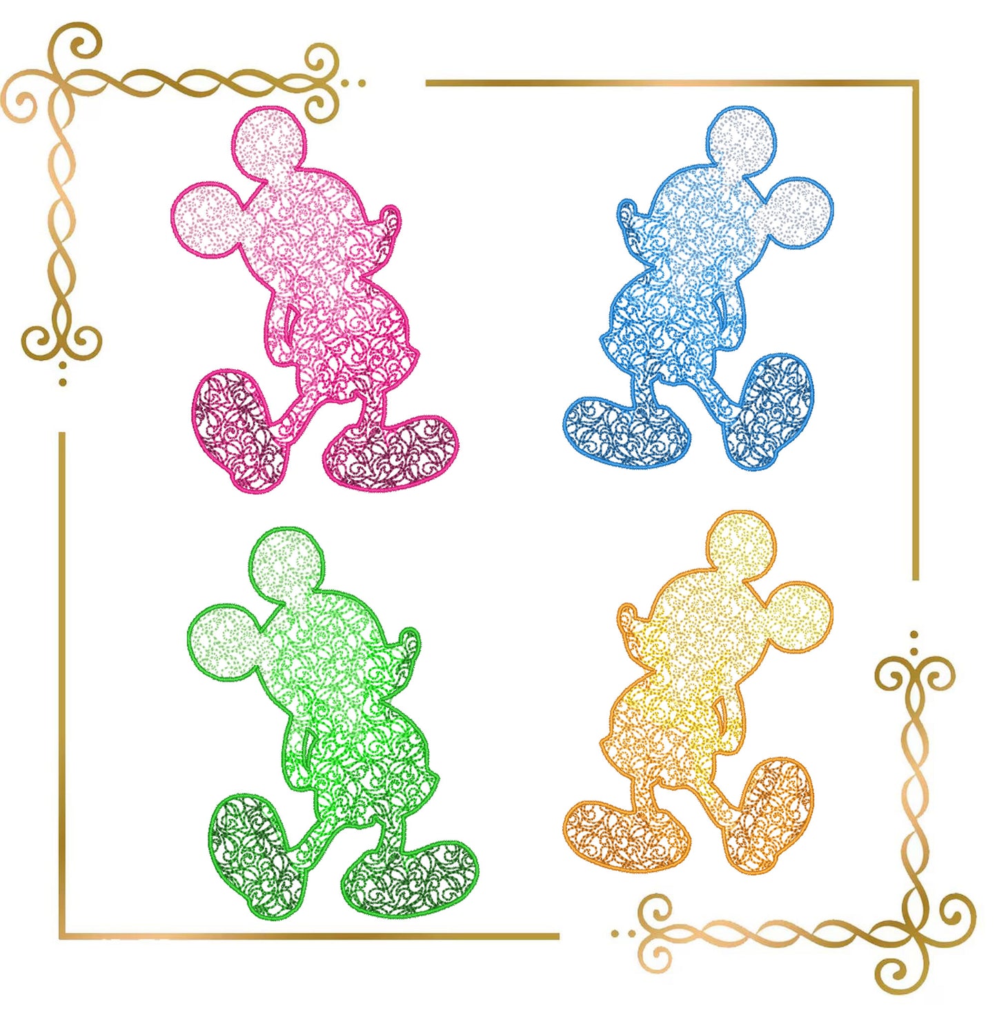 Mouse  Mickey Lace silhouette Cartoon Mouse Artist Machine Embroidery File