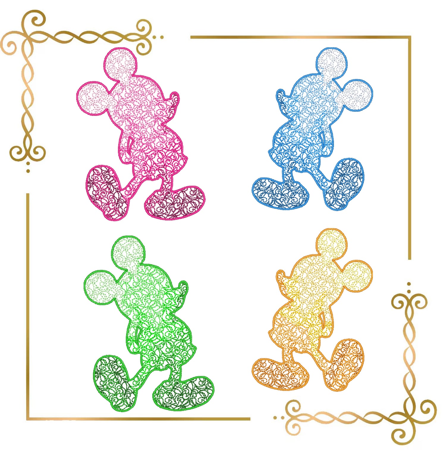 Mouse  Mickey Lace silhouette Cartoon Mouse Artist Machine Embroidery File