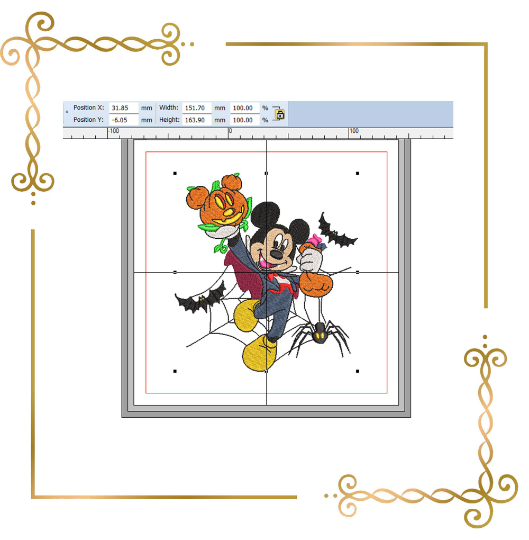 Mickey Mouse Halloween pumpkin spider digital machine embroidery design