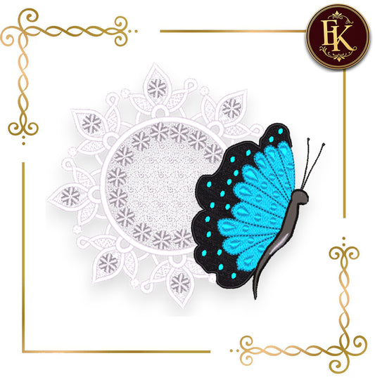 Butterfly Mandala Machine Embroidery Design | Lace Floral Circle with Butterfly | 2 Sizes | Instant Download