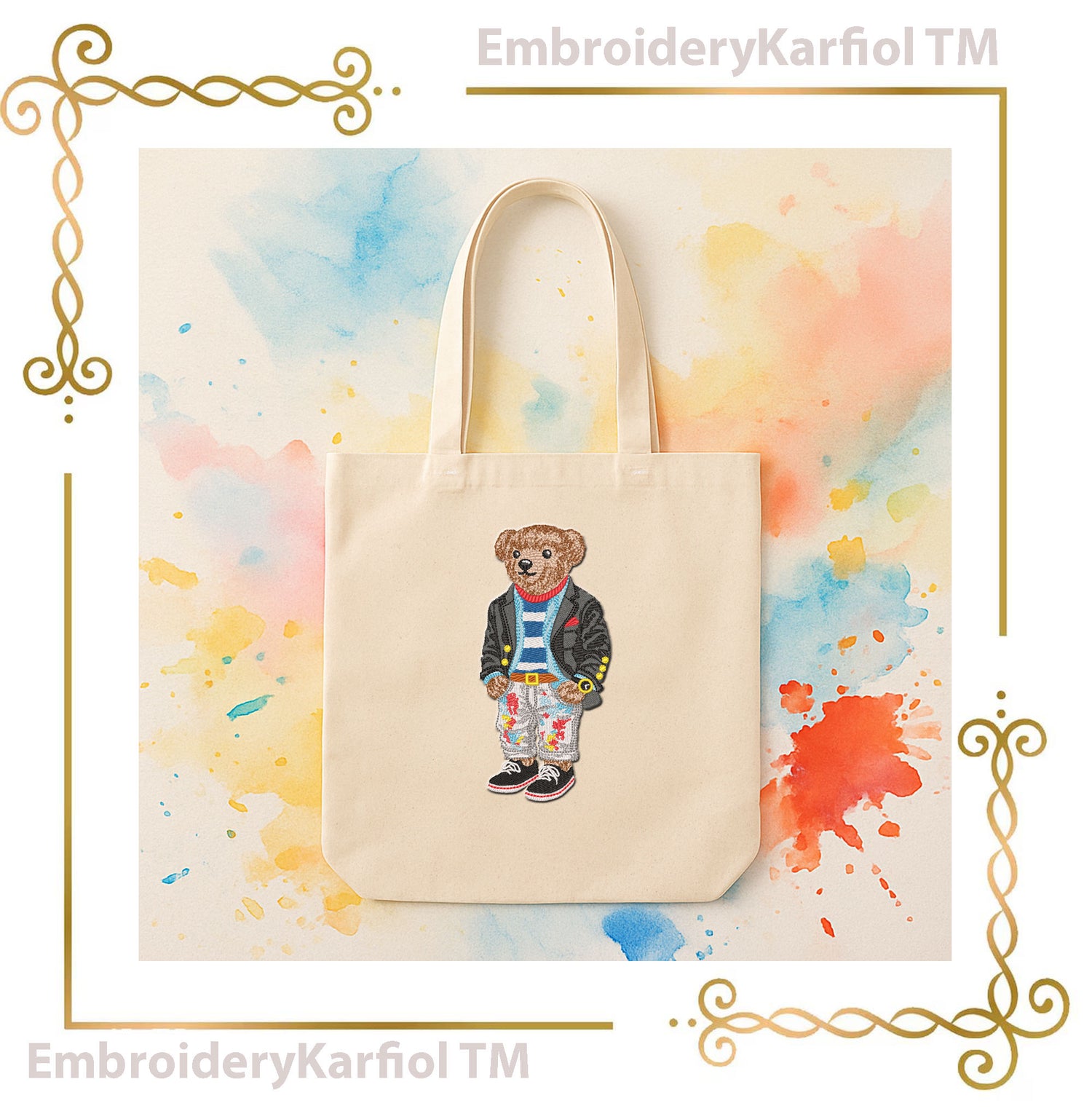 Teddy  Bear - Preppy Fashion Bear Embroidery Design – Designer Stylish Teddy (Digital File)