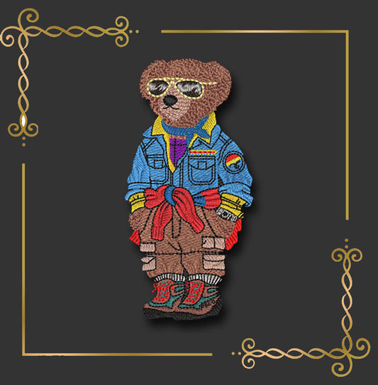 Teddy-Bear-denim-shirt-cargo-pants-glasses-embroidery-design-style-Ralph-Lauren