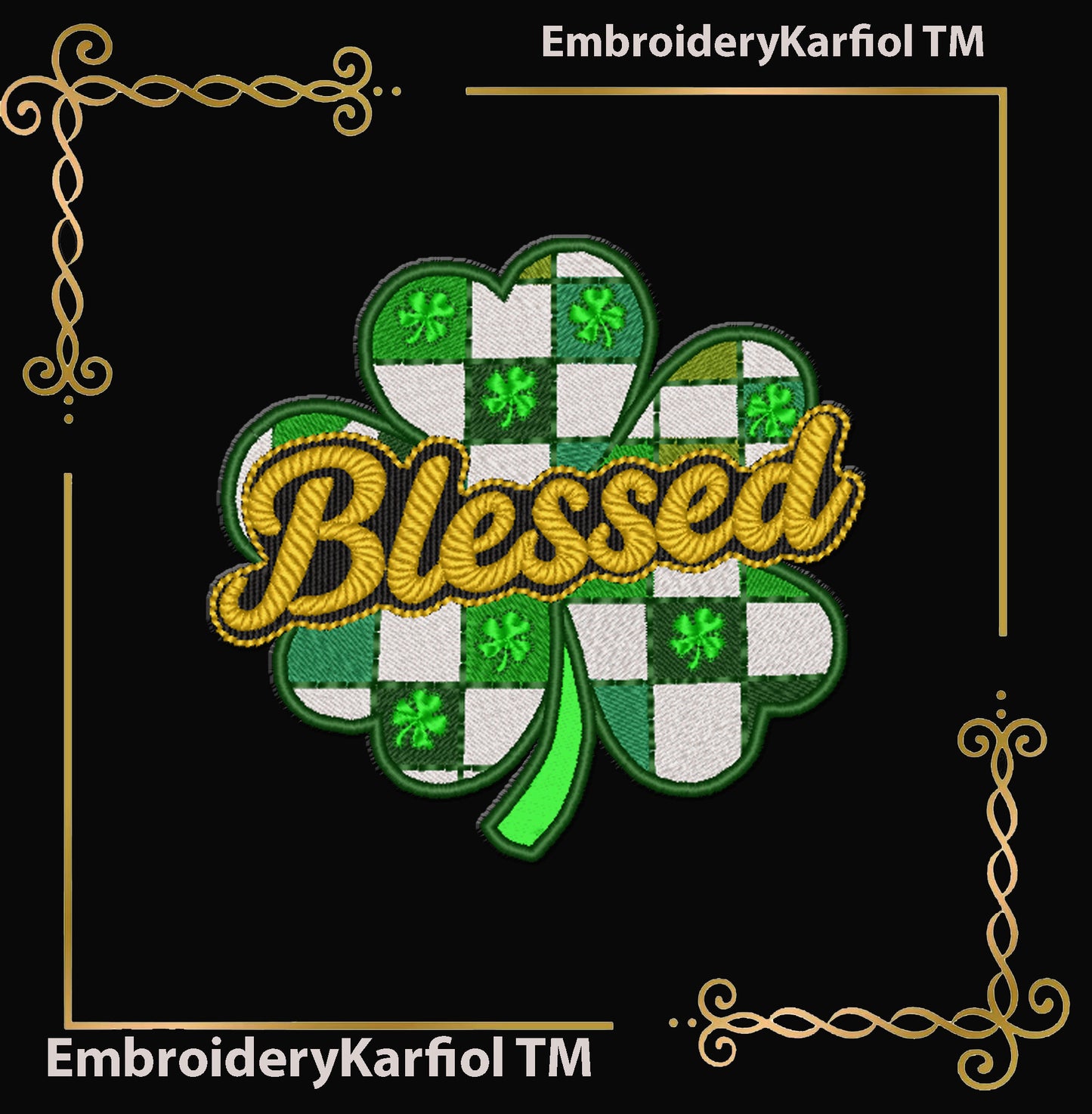 Blessed Shamrock Machine Embroidery Design | St Patrick's Day Clover Applique (Digital Download)