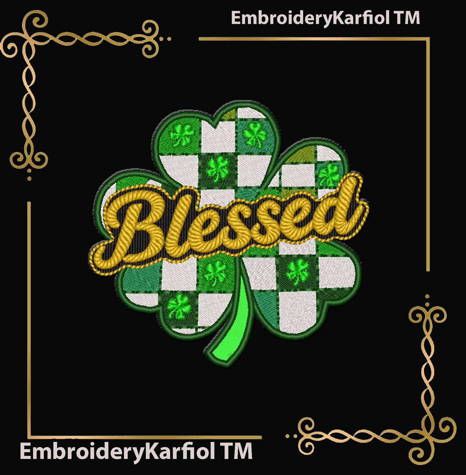 Blessed Shamrock Machine Embroidery Design | St Patrick's Day Clover Applique (Digital Download)