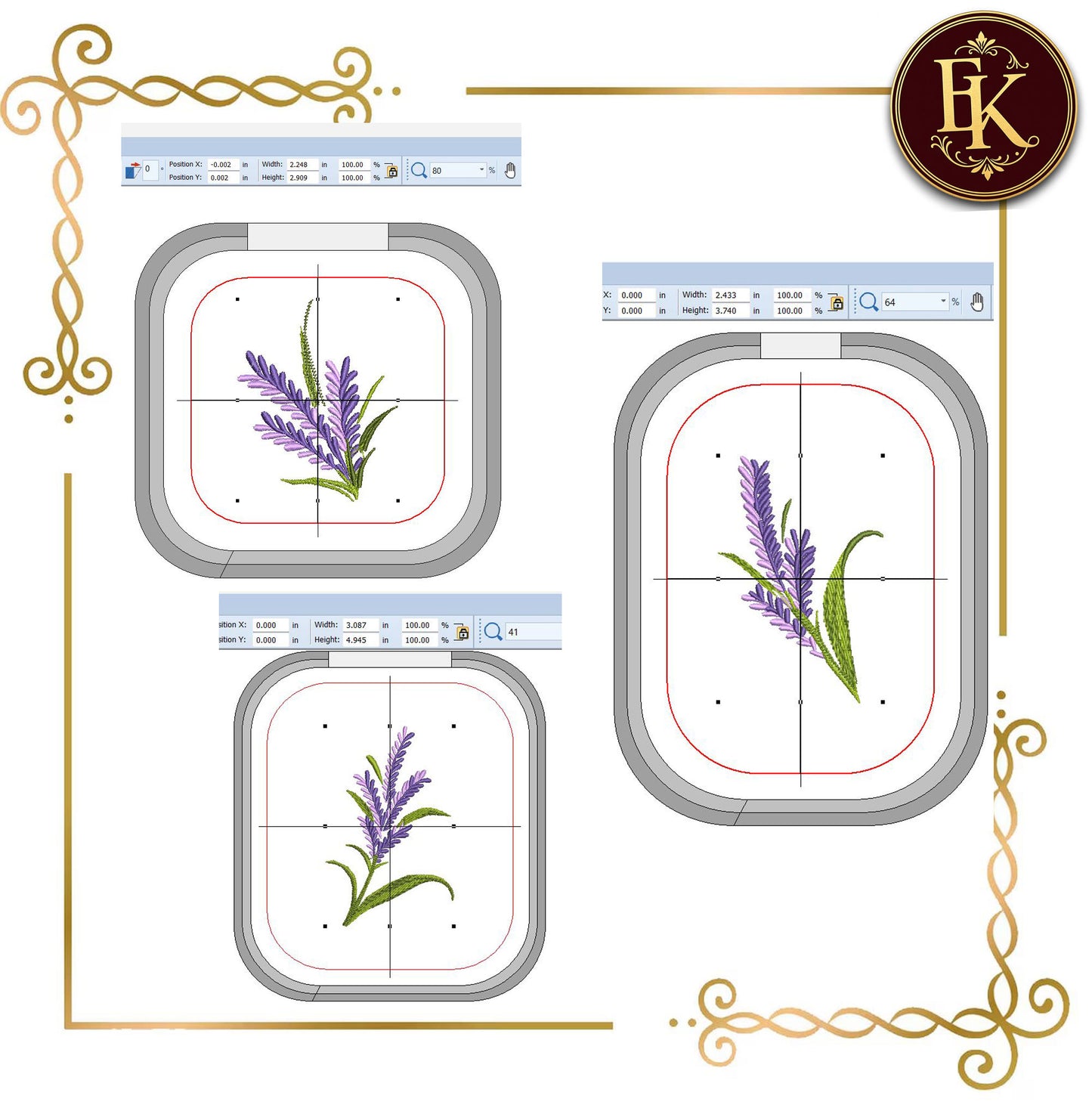 Flowers Embroidery Design Lavender Branch Set, Botanical Floral, Provence Herb Garden Motifs