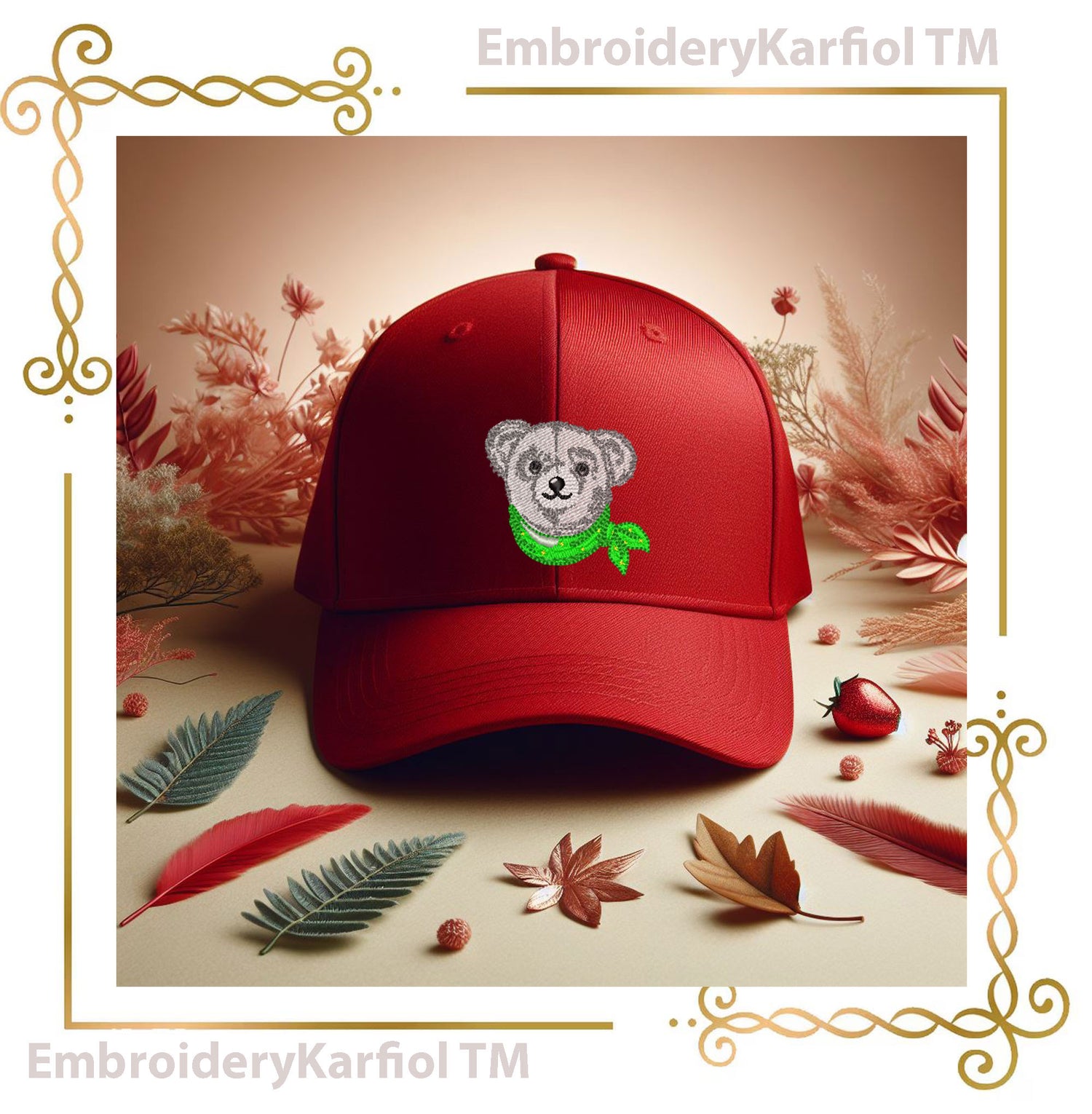 Teddy Bear Classic Style luxury heritage style 3 Elegant Embroidery Designs with Bandanas