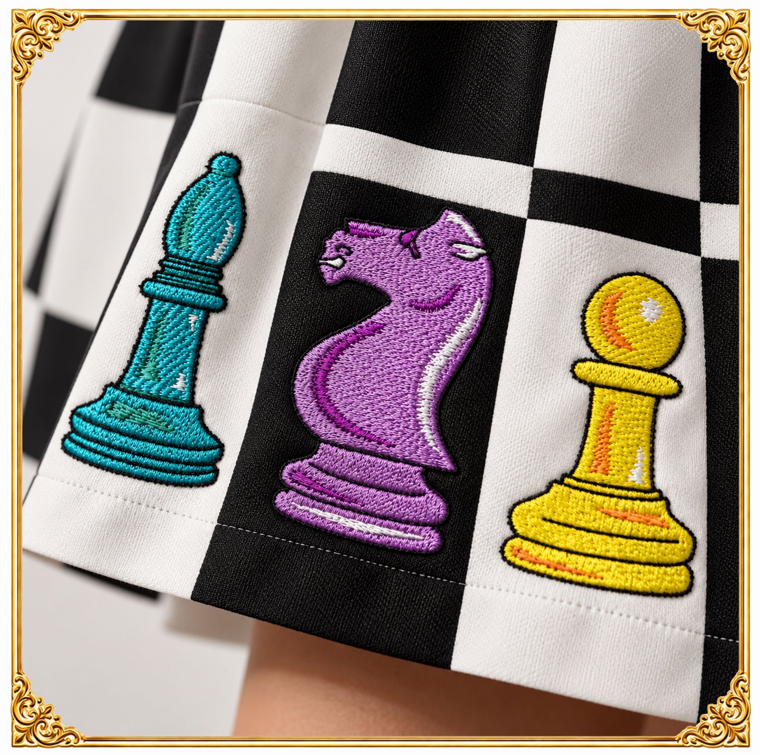 Colorful Chess Pieces Embroidery Design Set, King Queen Knight Bishop Rook Pawn (Instant Download)
Colorful royal chess set machine embroidery design collection with six detailed pieces – king, queen, knight, bishop, rook and pawn – digitized with smooth satin outlines and bright fills for crisp, clean stitching.