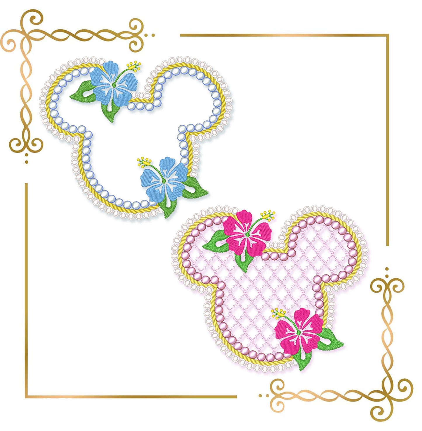 Valentines day Embroidery design Head Mouse Ears Floral Frame Embroidery Design –  Machine Embroidery Design