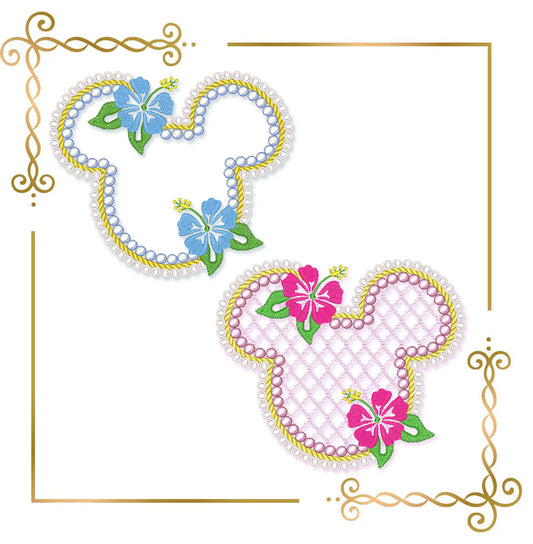 Valentines day Embroidery design Head Mouse Ears Floral Frame Embroidery Design – Machine Embroidery Design