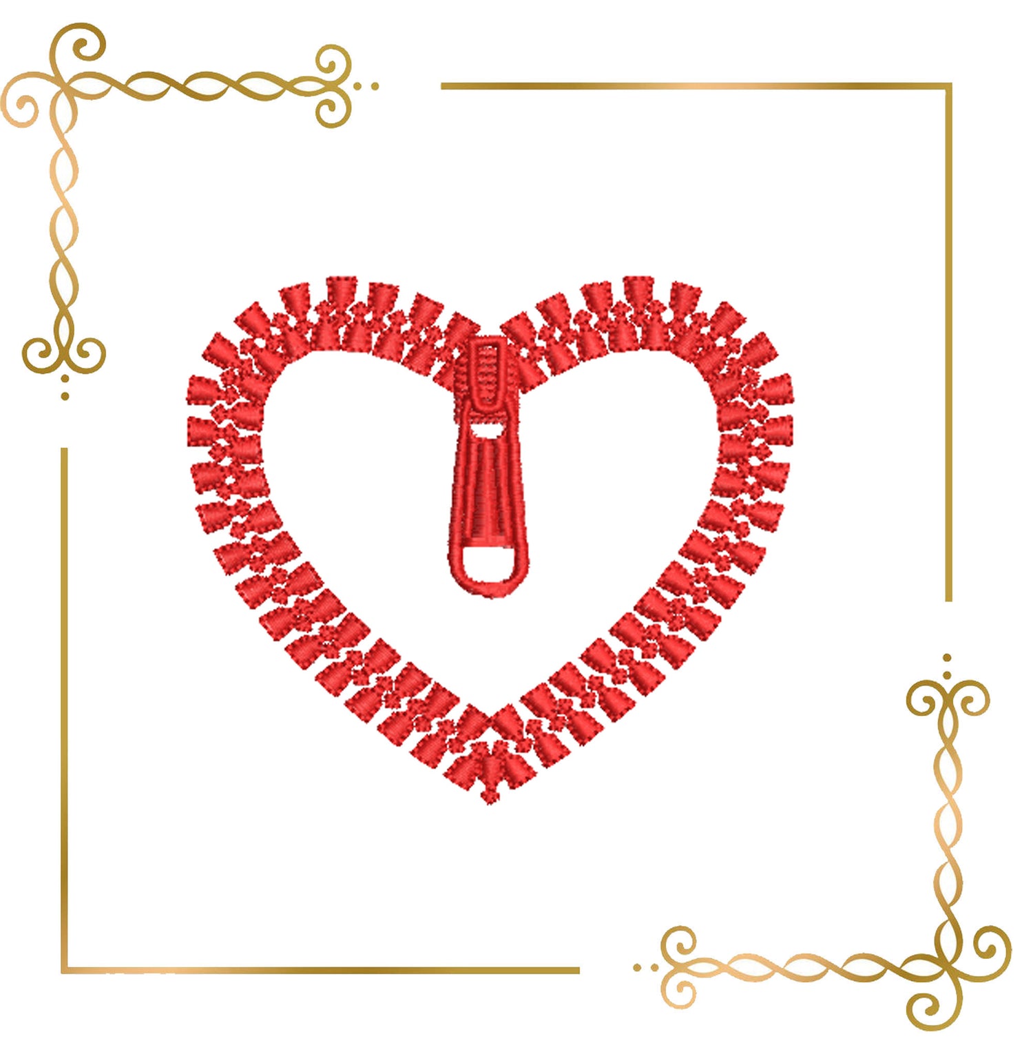 Valentines day, love,Heart Shaped Zipper Lock – Valentines Day Machine Embroidery Design