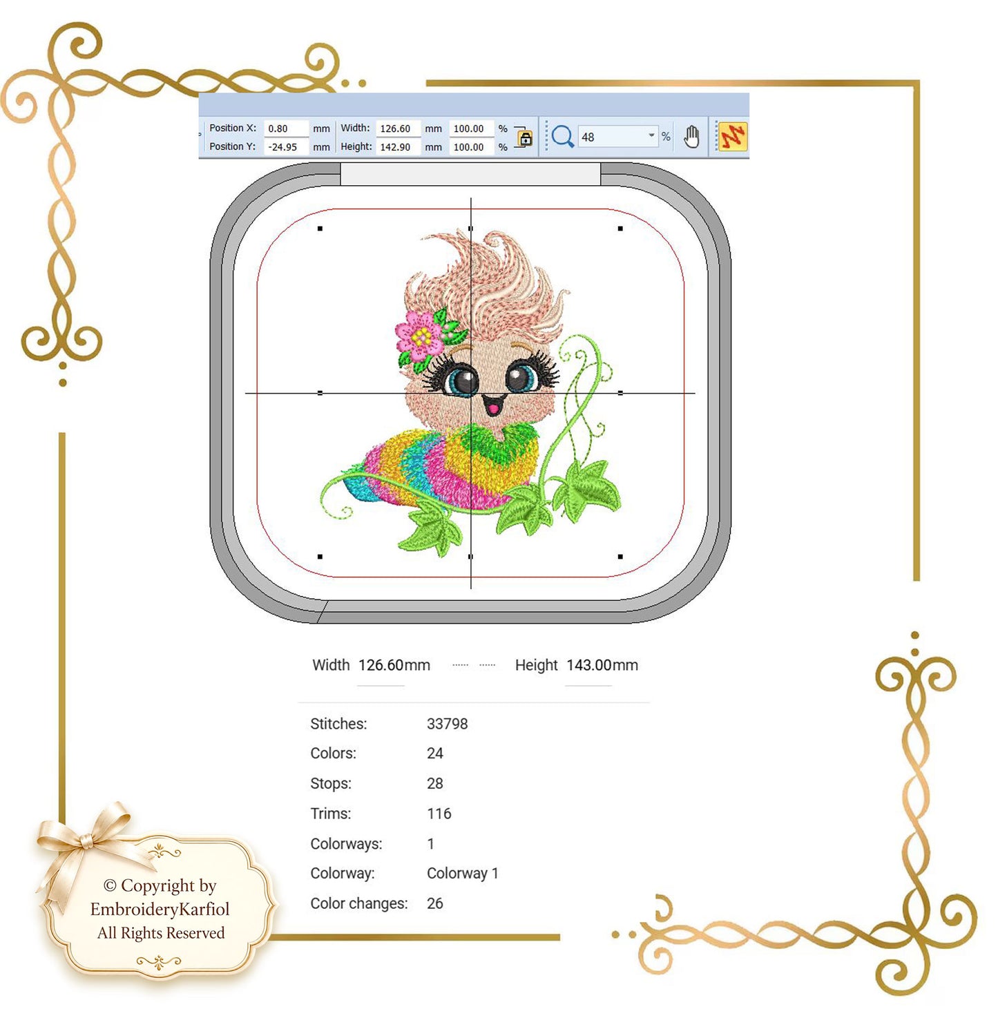 Cartoon Characters Rainbow Fluffy Caterpillar Embroidery Design (Digital Download)