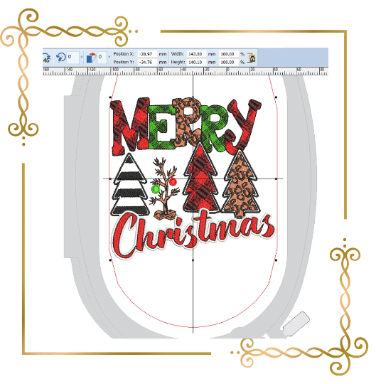 Christmas Winter Christmas trees Merry Christmas lettering digital machine embroidery design