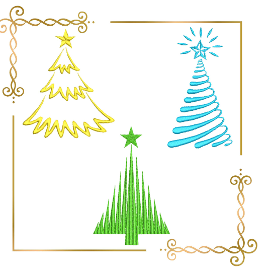 Christmas trees SET Winter Merry Christmas Super trendy Christmas tree machine embroidery design to the direct download