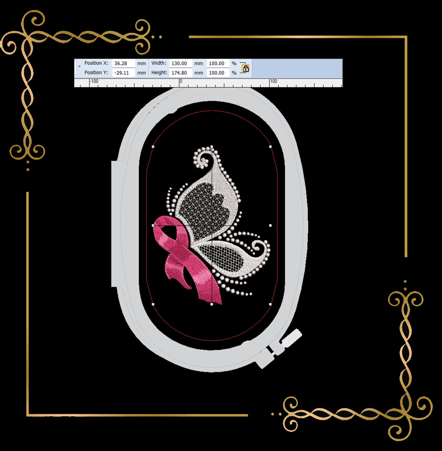 Butterfly and Pink Ribbon, Promotion & Beyond Breast Cancer Awareness 2 Sizes Machine Embroidery designs