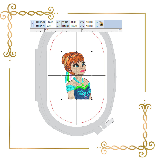 Princess Anna Frozen Springtime Disney character digital embroidery design