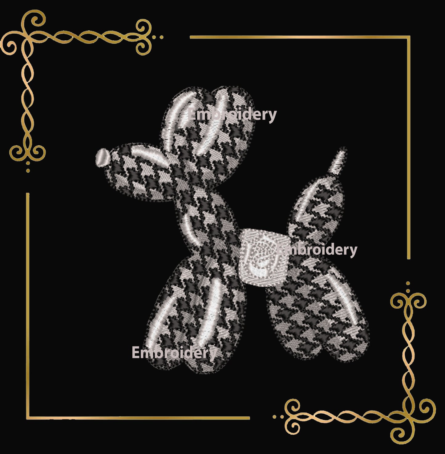 Balloon Dog  Pattern (chanel) and  Bow Machine Embroidery Design