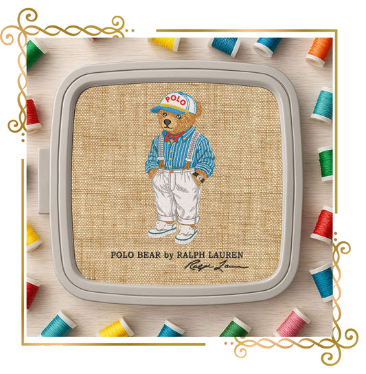 Teddy Bear Vintage Nautical Bear Embroidery Design Polo Style – Retro Teddy in Suspenders & Cap 3 Sizes