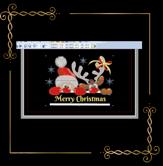 Christmas super trendy Santa Claus and Deer Winter lettering embroidery design