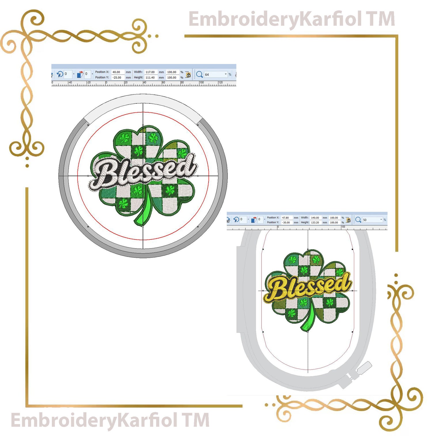 Blessed Shamrock Machine Embroidery Design | St Patrick's Day Clover Applique (Digital Download)