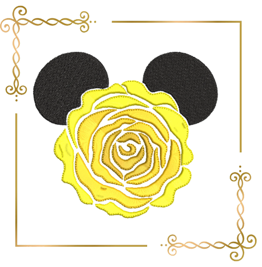 Minnie Mouse Head Rose digital machine embroidery design