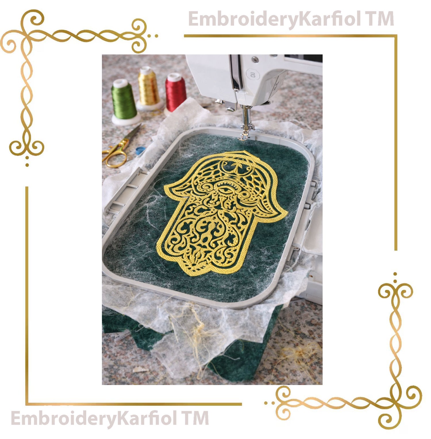 Religion Embroidery Design Hamsa Hand, Ornamental Symbolic Decor, Evil Eye Machine Embroidery Pattern, Instant Download